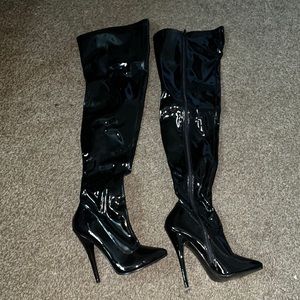 Knee High Patent Leather Heels